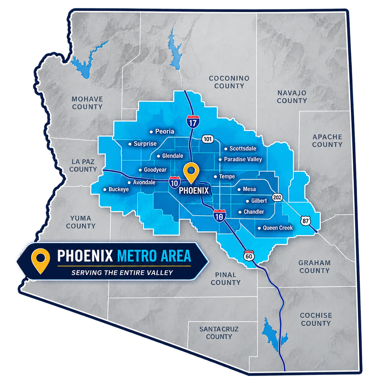 Phoenix Metro Area service map